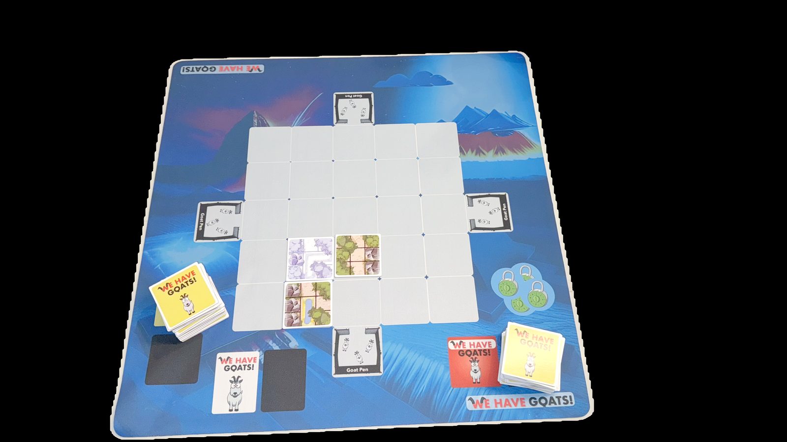 The jumbo neoprene We Have Goats playmat